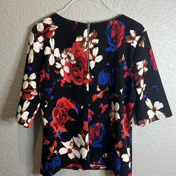 Jules & Leopold flowered short sleeve blouse with zipper in back size Large - Picture 2 of 5
